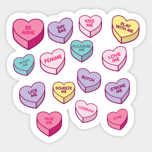 Lesbian Candy Hearts Sticker